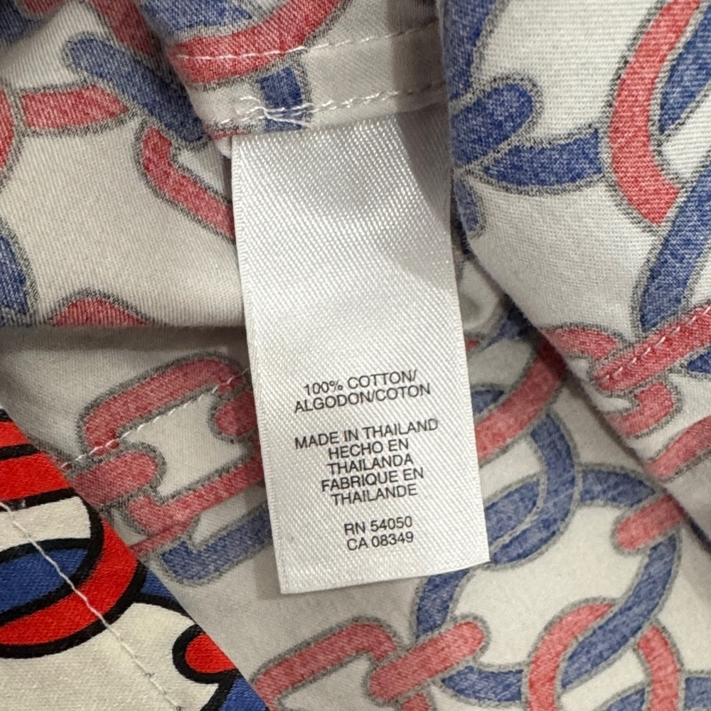 Jones New York Red Blue Geometric Chain Link Button Down Shirt Size S - Picture 8 of 8